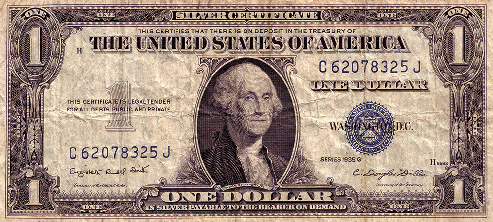 Schilderij 'One Dollar Silver Certificate'
