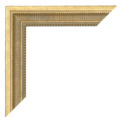 Hoek van een decoratieve goudkleurige fotolijst met gedetailleerd reliëf en klassieke stijl