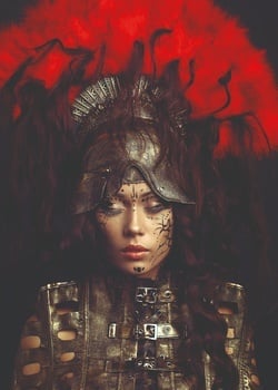 Aluart schilderij 'Feathered Helmet'