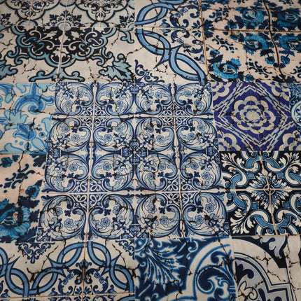 Mondiart Vloerkleed 'Blauw tegelmotief'