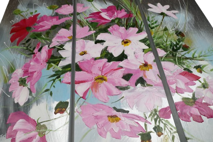 Canvas schilderij 'Drieluik bloemen boeket'