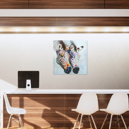 Aluart schilderij 'Colourful Zebra's'