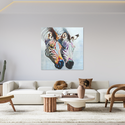 Aluart schilderij 'Colourful Zebra's'