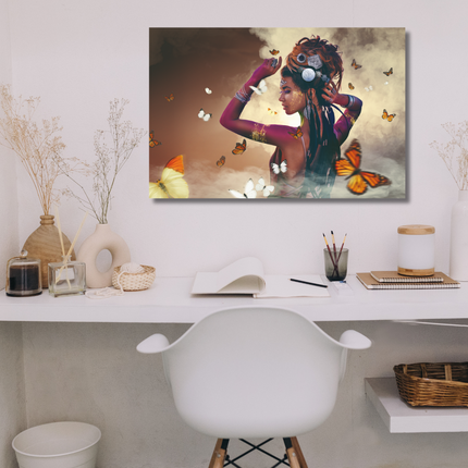 Aluart schilderij 'Woman with Butterflies'