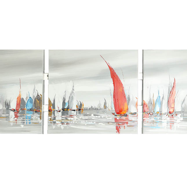 Canvas 'Abstracte zeilbootjes'