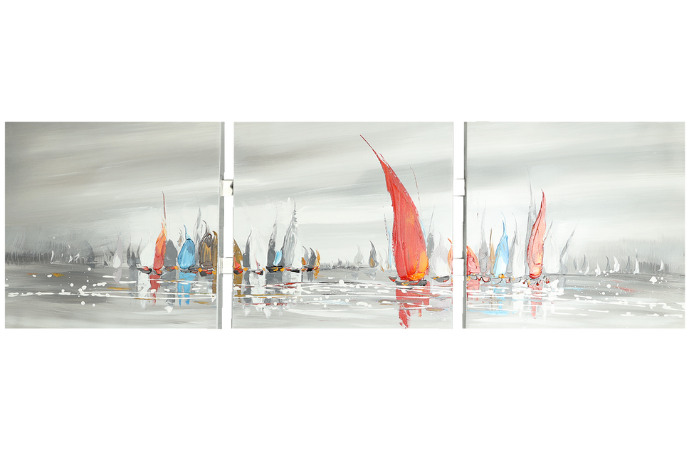 Canvas 'Abstracte zeilbootjes'