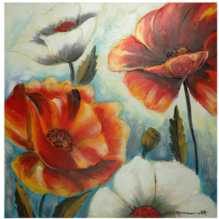 Canvas schilderij 'De klaprozen'