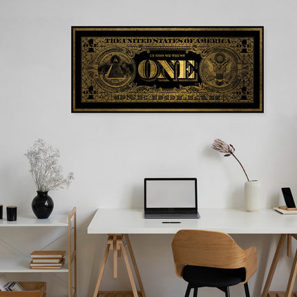 Ingelijste glasschilderij 'One Dollar'