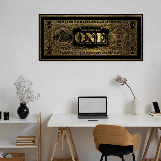 Ingelijste glasschilderij 'One Dollar'