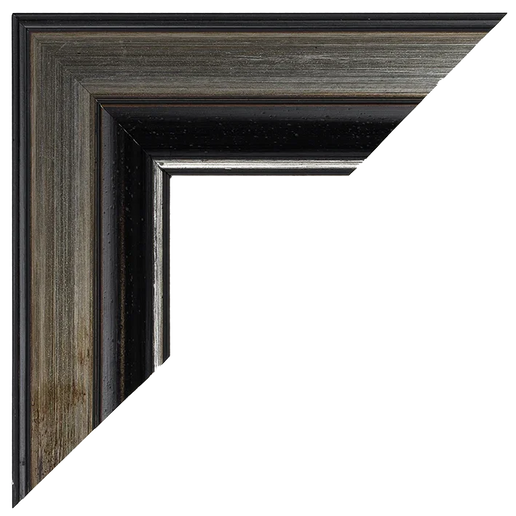 zwarte en gouden sierlijke lijst met hoekdetail en wit passe-partout voor kunst en foto's