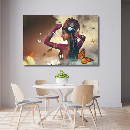 Aluart schilderij 'Woman with Butterflies'