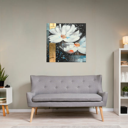 Canvas 'Twee witte bloemen'