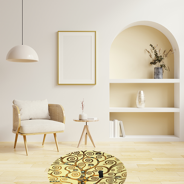 Vloerkleed Mondiart rond 'Gustav Klimt The Tree of Life'