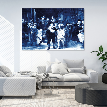 Aluart schilderij 'De Nachtwacht delfstblauw'