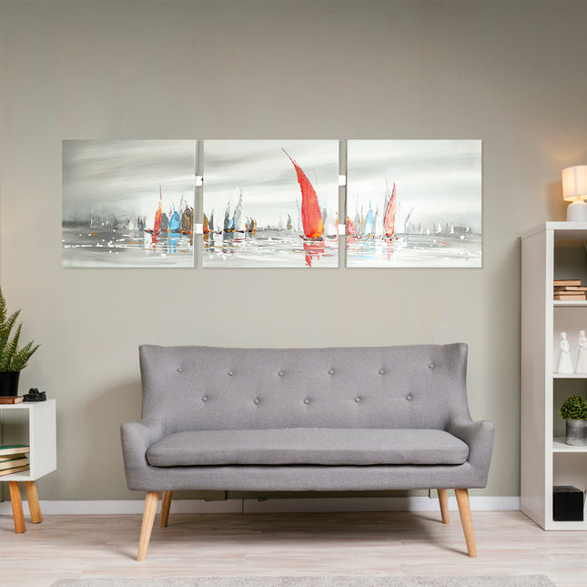 Canvas 'Abstracte zeilbootjes'