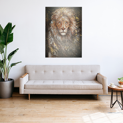 Canvas schilderij 'Lion with gold'