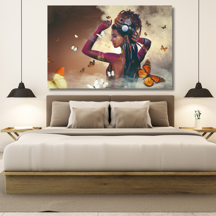 Aluart schilderij 'Woman with Butterflies'