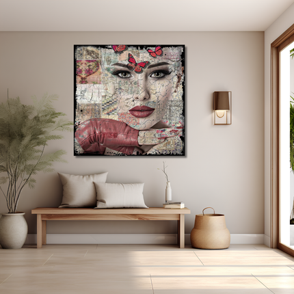 Leather Dibond schilderij 'Strong Woman'
