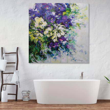 Aluart schilderij 'Paarse bloemen'
