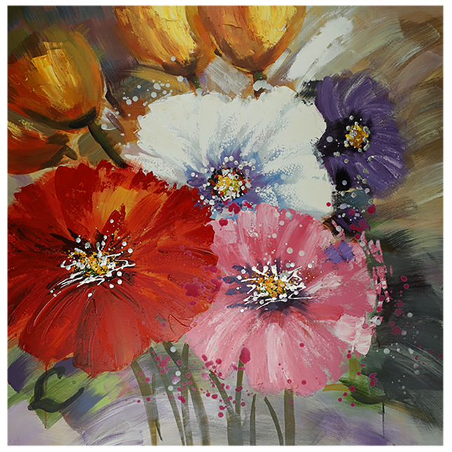 Canvas schilderij Mondiart 'Bloemenprint'