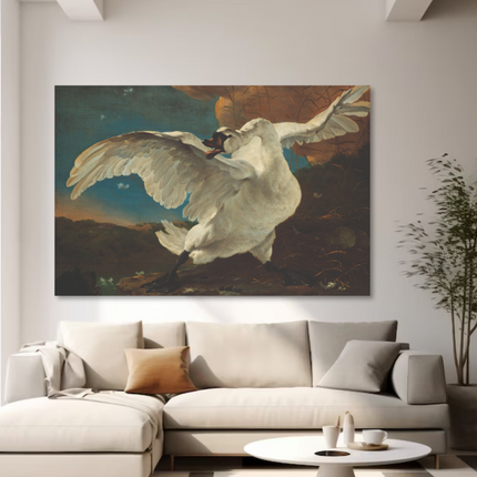 Aluart schilderij 'De bedreigde zwaan - Jan Asselijn'
