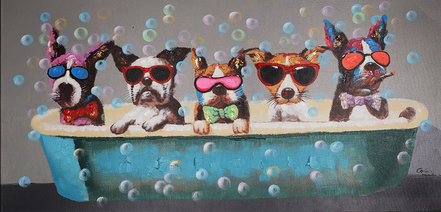 Canvas schilderij 'Dogs in the bath'