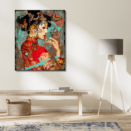 Leather dibond schilderij 'Asian Love I'