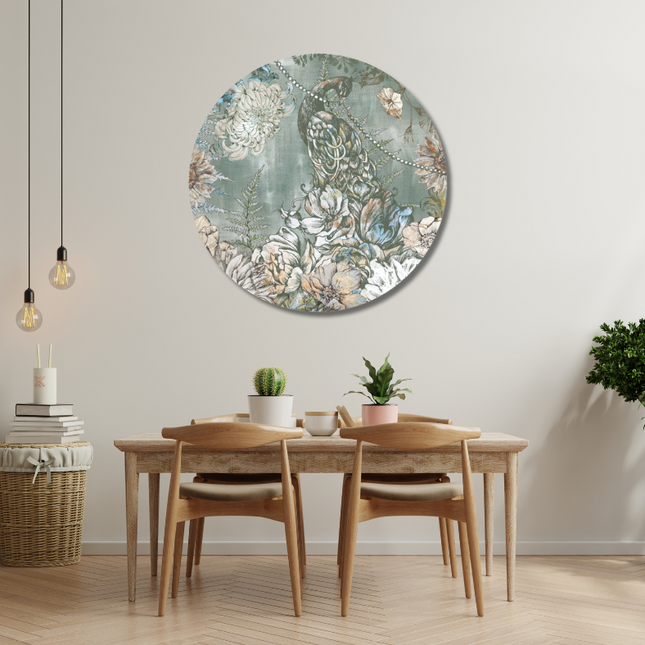 Aluart schilderij  'Floral Peacock'