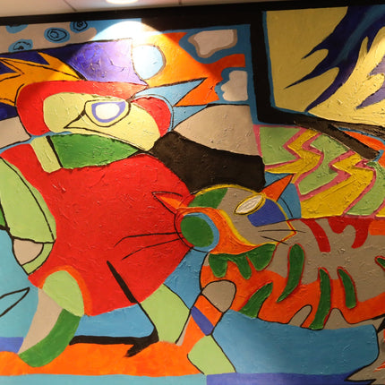 l.paramount abstract animalparty schilderij